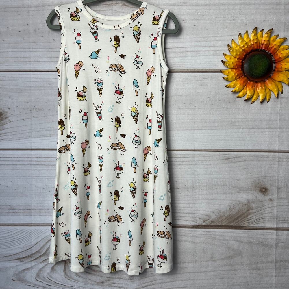 Bellabu Bear‎ Kids Ice Cream Cone Print Sleeveless Bamboo Dress Size 2T